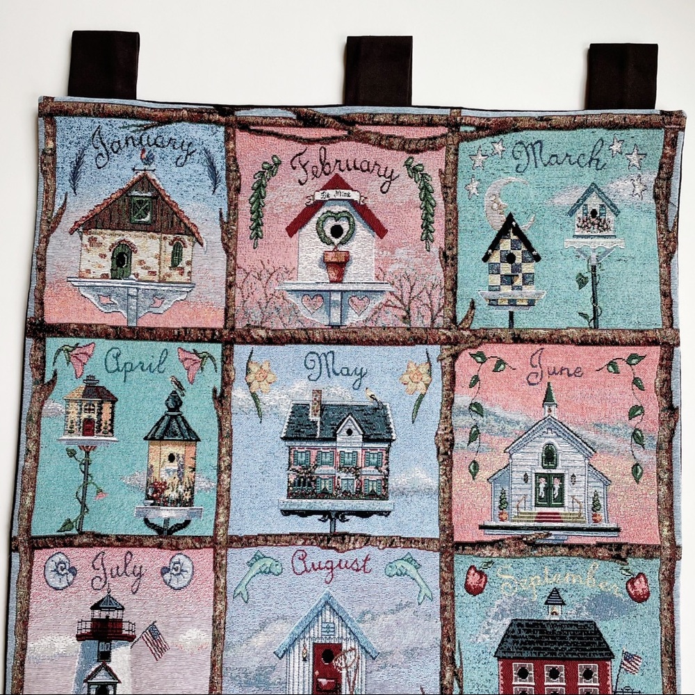 Birdhouse Sampler Lighthouse Tapestry Wall Hanging NWOT